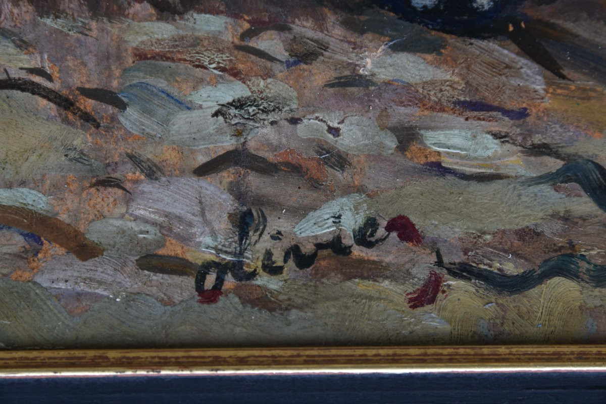 Ferdinand Olivier "martigues" Oil On Cardboard 38x46-photo-2